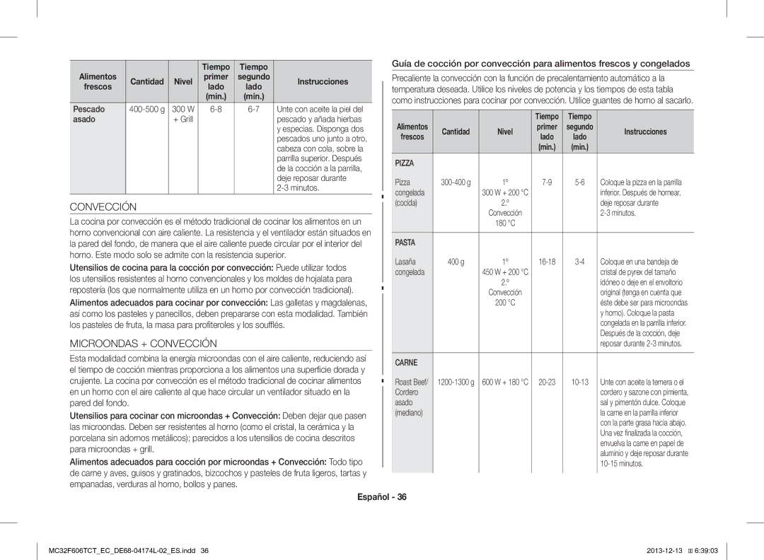 Samsung MC32F606TCT/EC manual Microondas + Convección, Cantidad 
