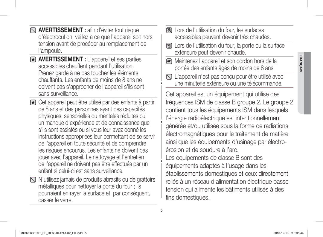 Samsung MC32F606TCT/EF manual Français 