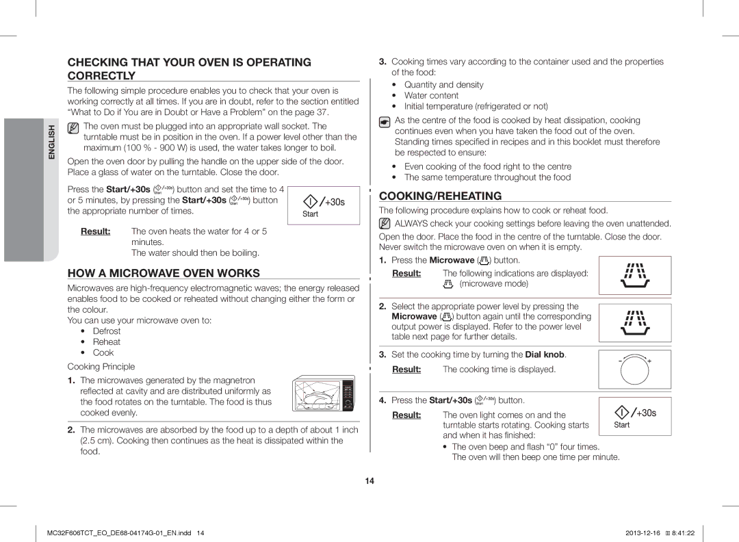 Samsung MC32F606TCT/EO manual Checking That Your Oven is Operating Correctly, HOW a Microwave Oven Works, Cooking/Reheating 