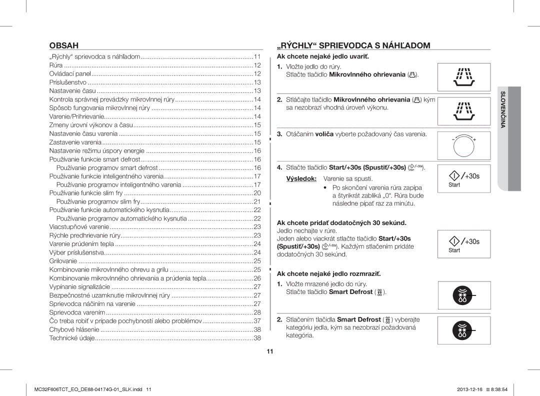 Samsung MC32F606TCT/EO manual Obsah, „RÝCHLY Sprievodca S Náhľadom 