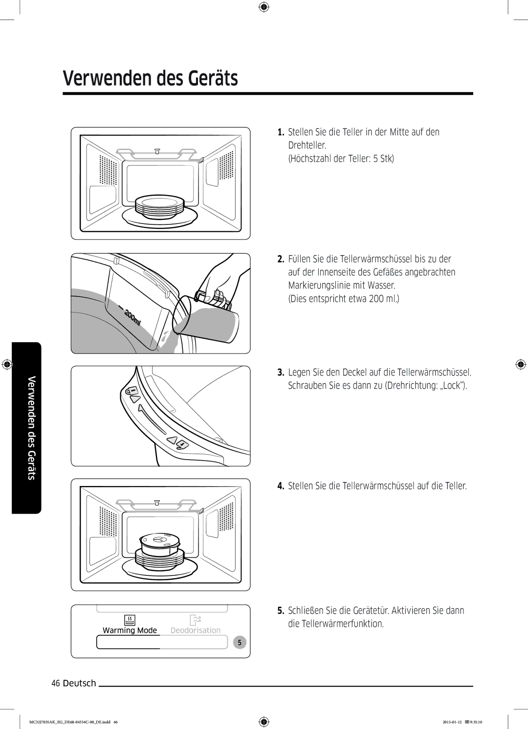 Samsung MC32J7035AS/EG manual Dies entspricht etwa 200 ml 