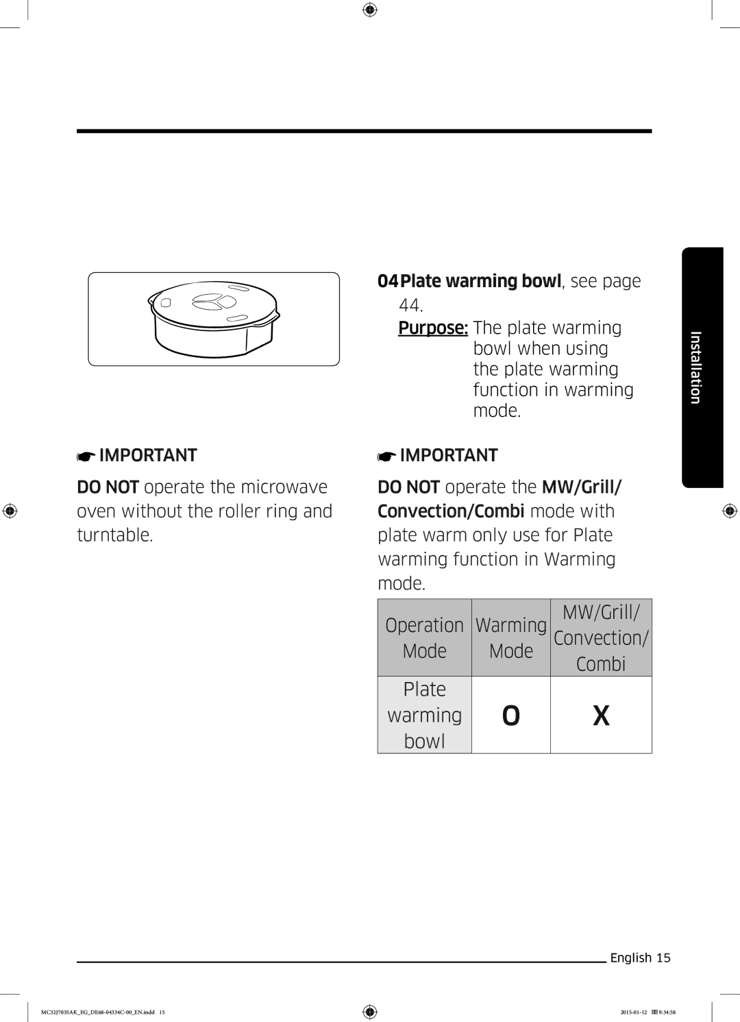 Samsung MC32J7035AS/EG manual 04Plate warming bowl, see 