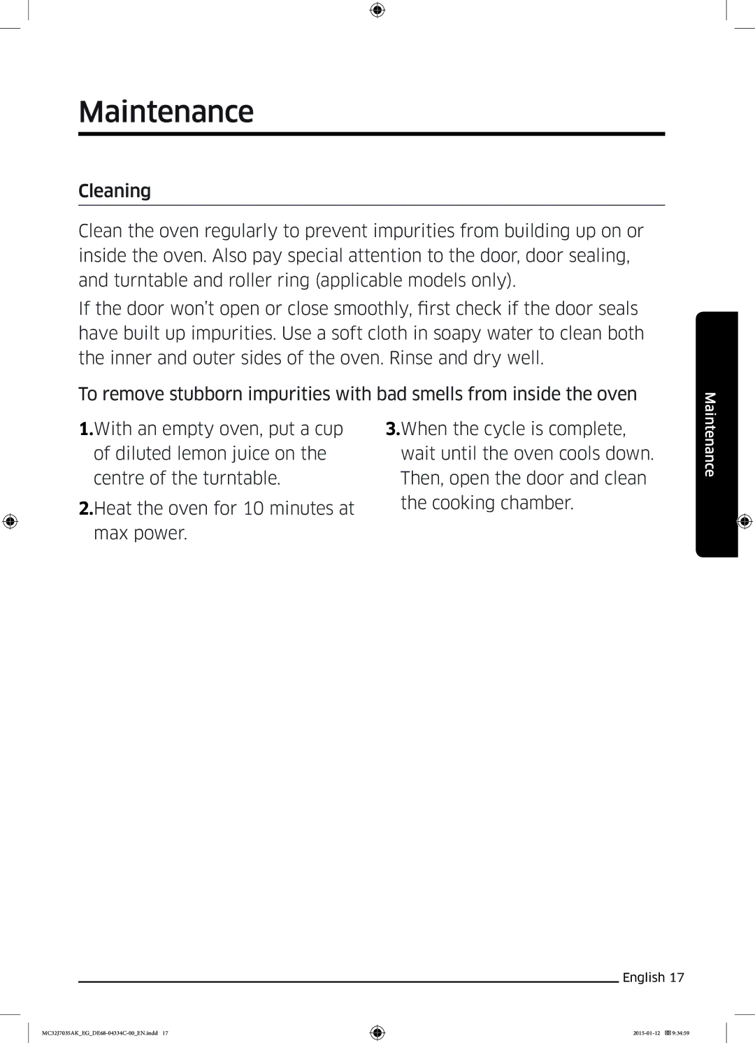 Samsung MC32J7035AS/EG manual Maintenance 