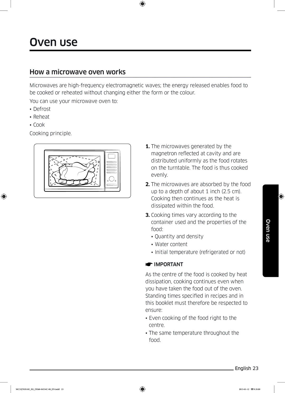 Samsung MC32J7035AS/EG manual Oven use, How a microwave oven works 