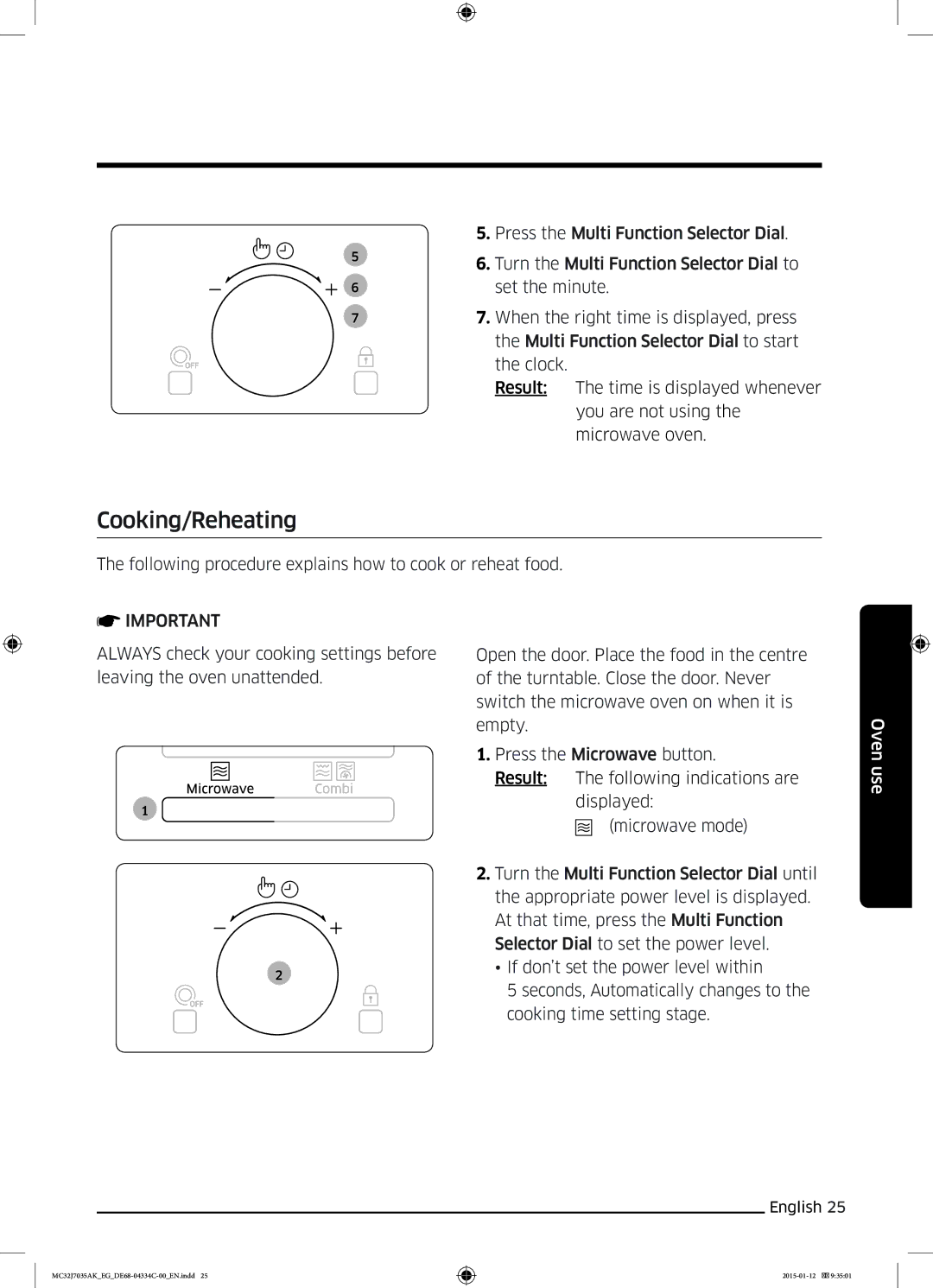 Samsung MC32J7035AS/EG manual Cooking/Reheating 