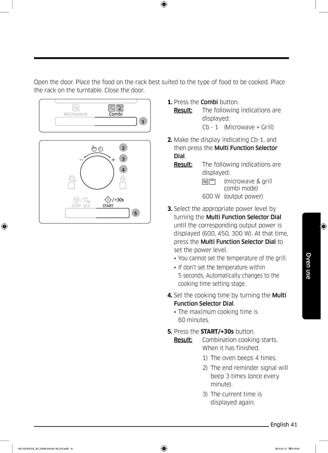 Samsung MC32J7035AS/EG manual Oven use 