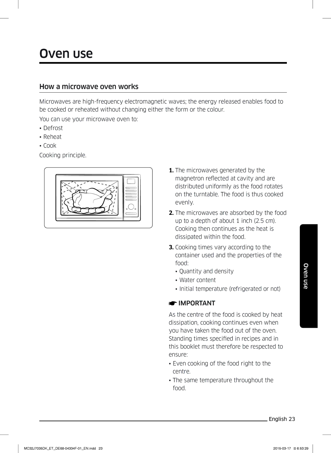 Samsung MC32J7035DK/ET manual Oven use, How a microwave oven works 