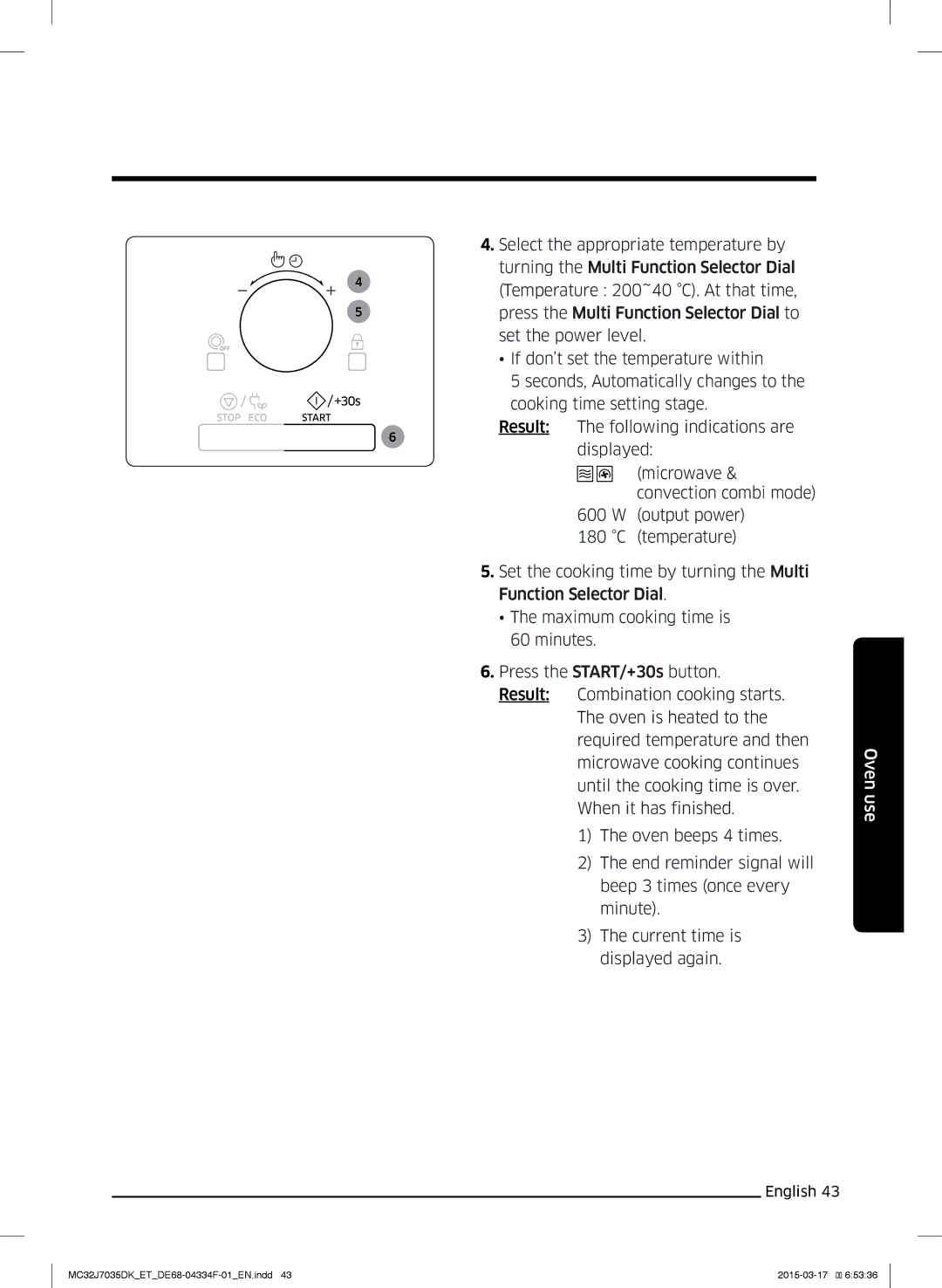 Samsung MC32J7035DK/ET manual Oven use 