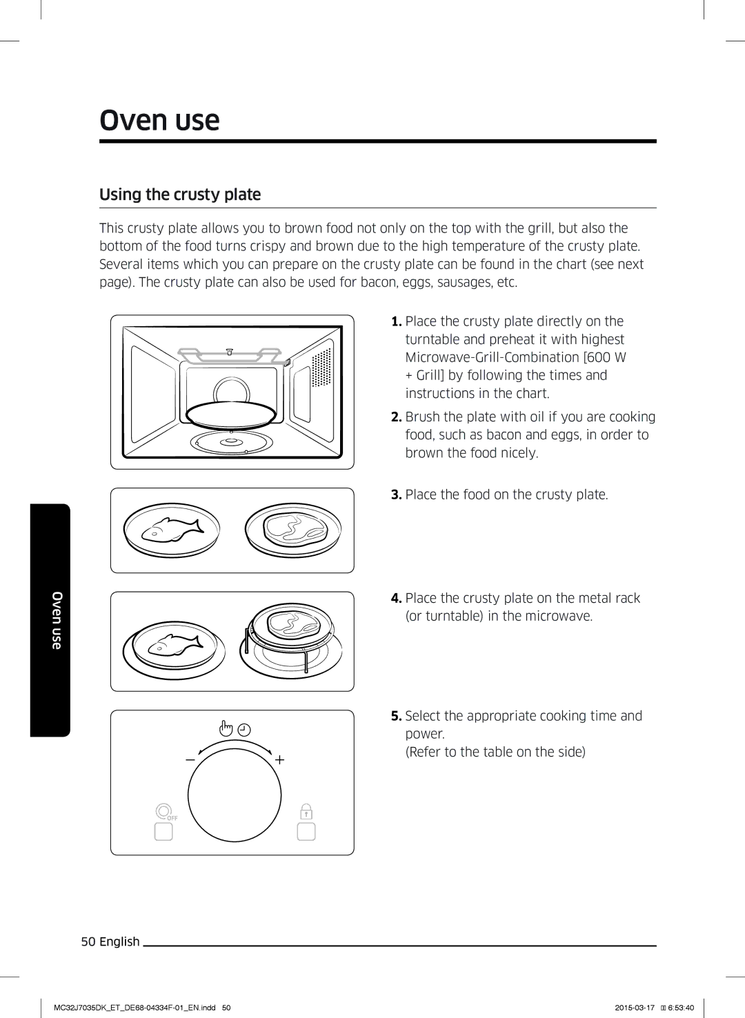 Samsung MC32J7035DK/ET manual Using the crusty plate 