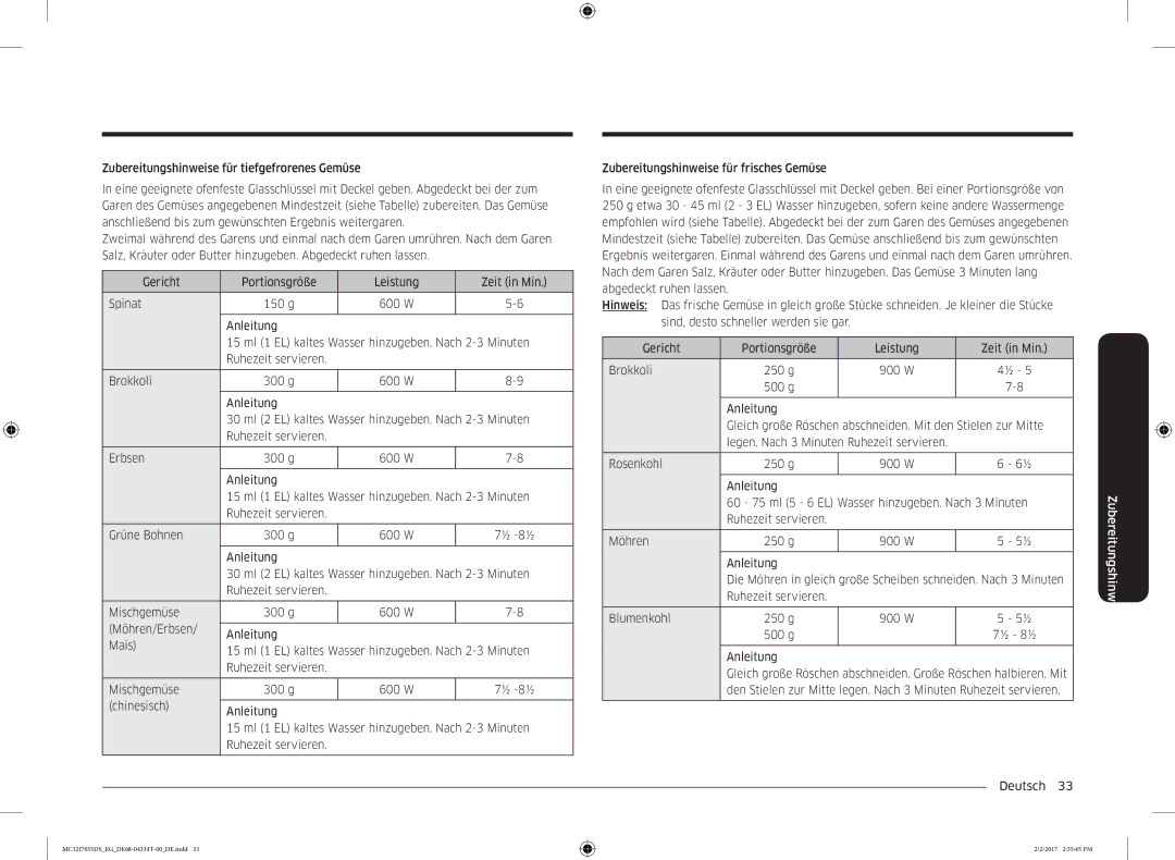 Samsung MC32J7035DS/EG manual ½ -8½ 