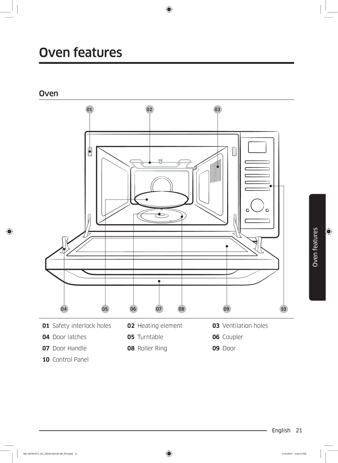 Samsung MC32J7055CT/EC manual Oven features 