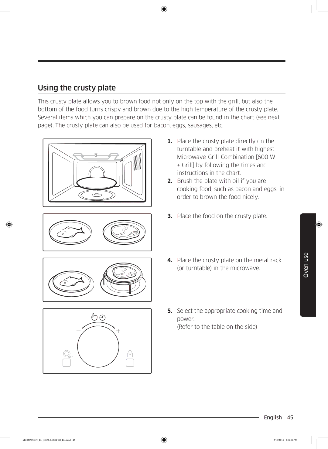 Samsung MC32J7055CT/EC manual Using the crusty plate 