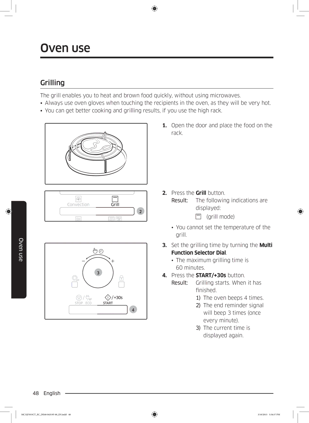 Samsung MC32J7055CT/EC manual Grilling 