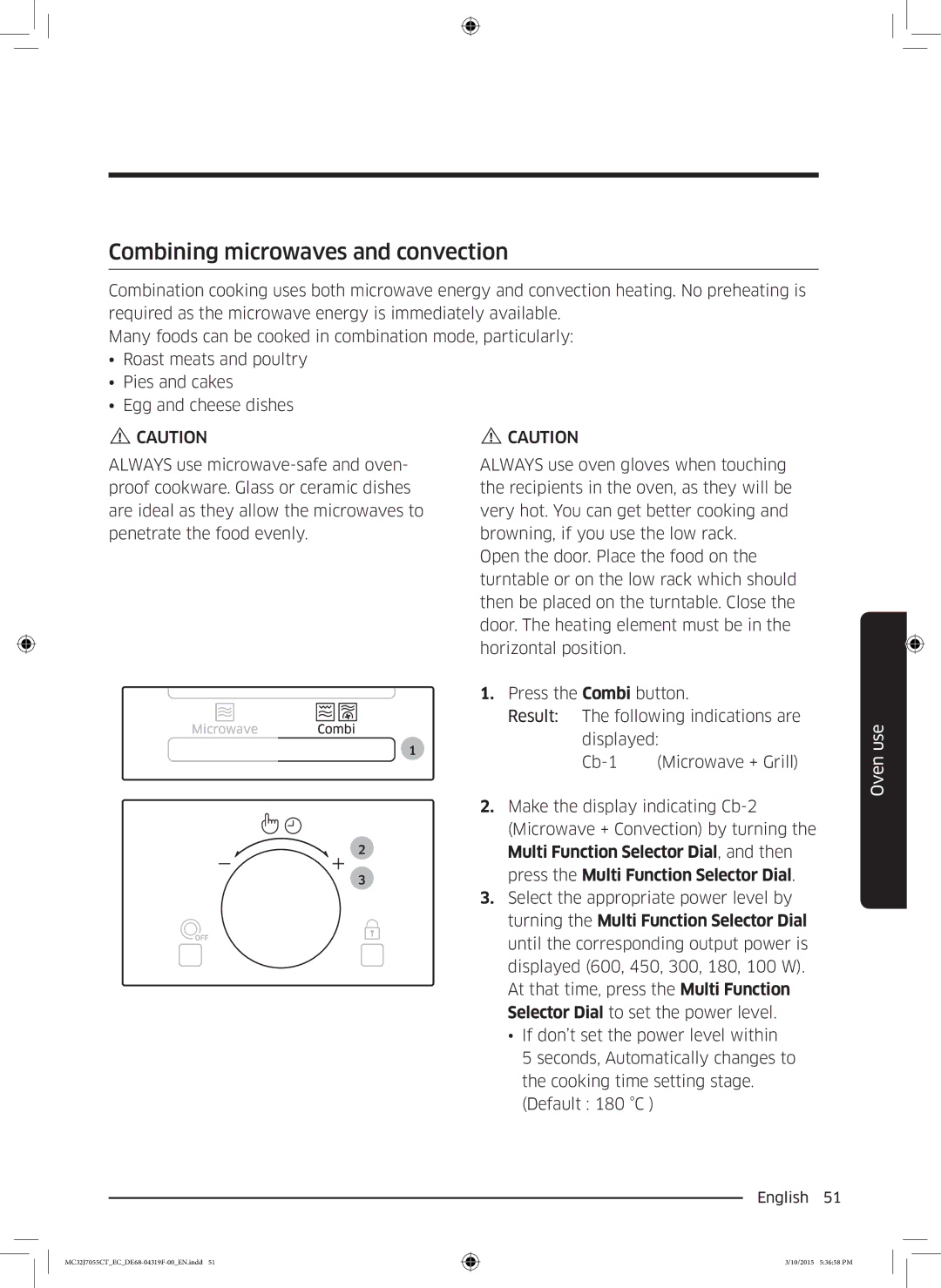 Samsung MC32J7055CT/EC manual Combining microwaves and convection 