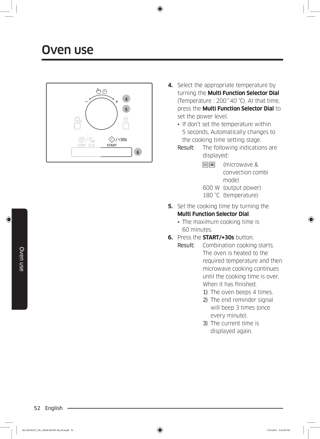 Samsung MC32J7055CT/EC manual Oven use 