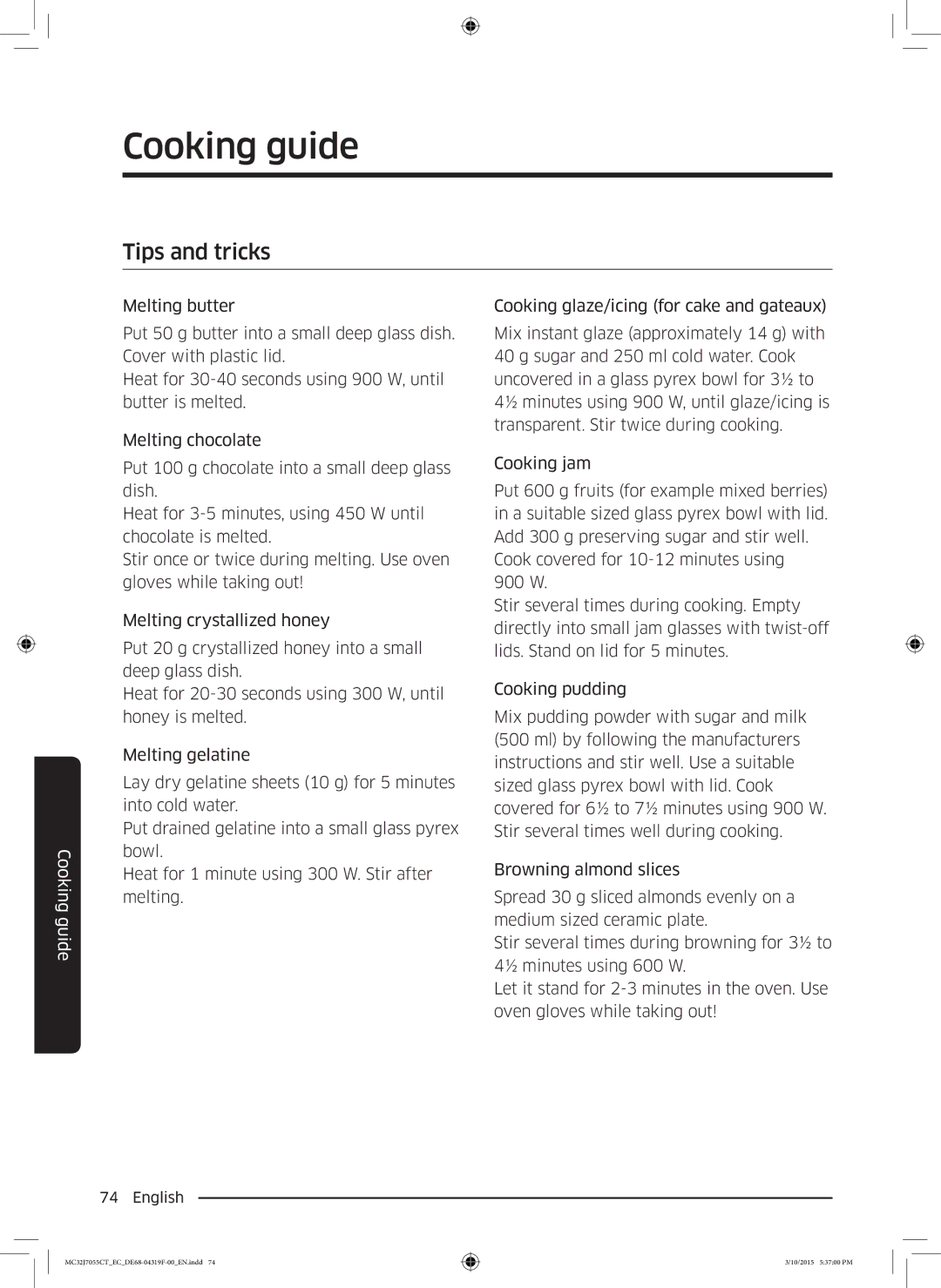 Samsung MC32J7055CT/EC manual Tips and tricks 