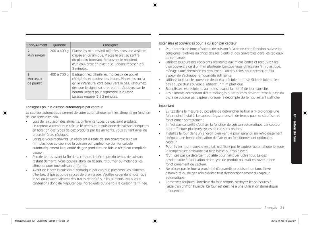 Samsung MC32J7055CT/EF manual Pour effectuer plusieurs cycles de cuisson continus 