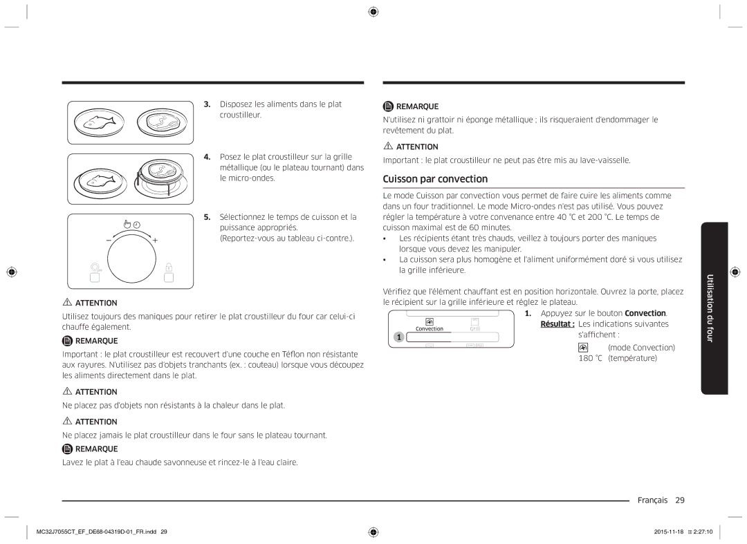 Samsung MC32J7055CT/EF manual Cuisson par convection 