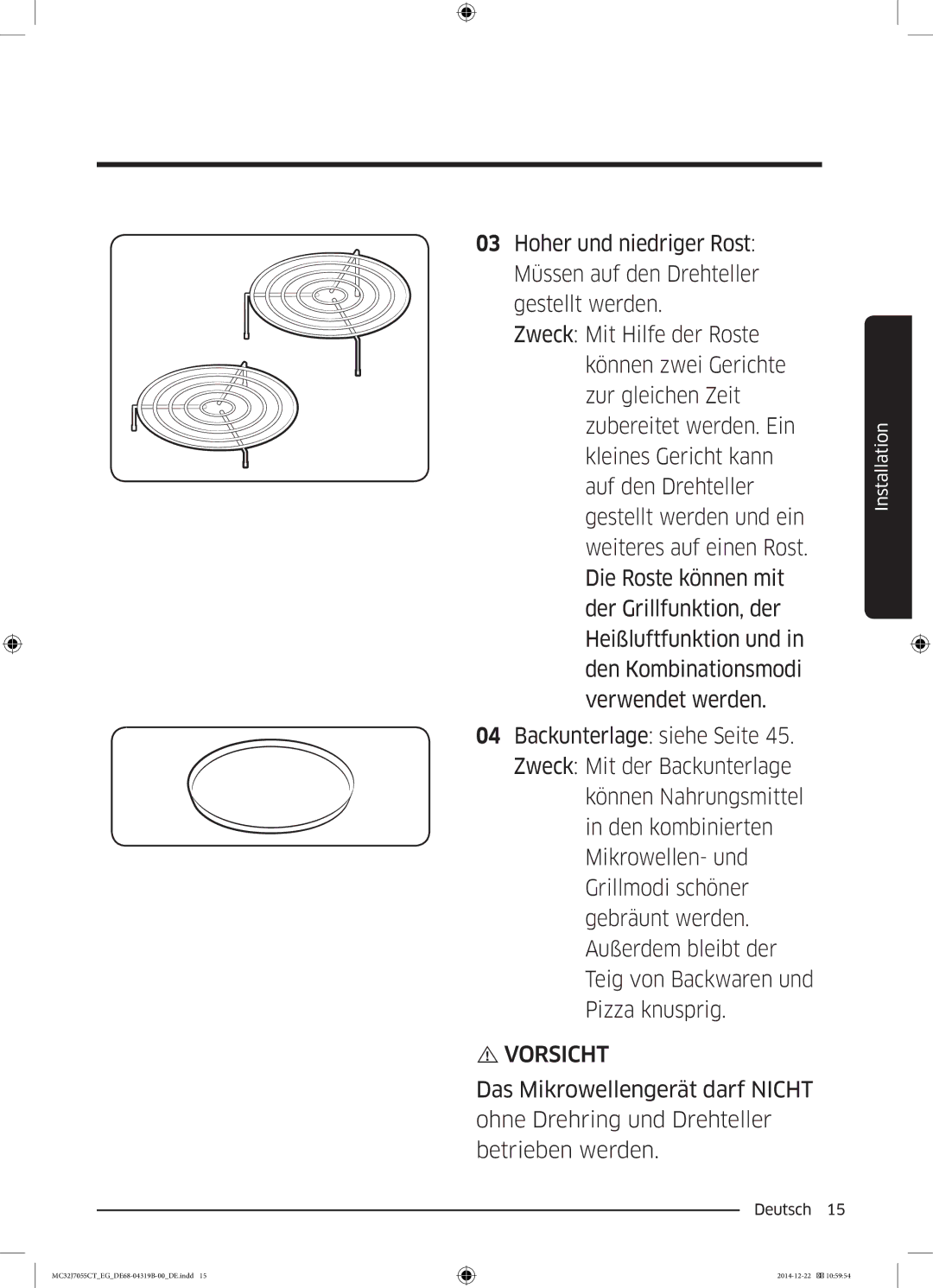 Samsung MC32J7055CT/EG manual Vorsicht 