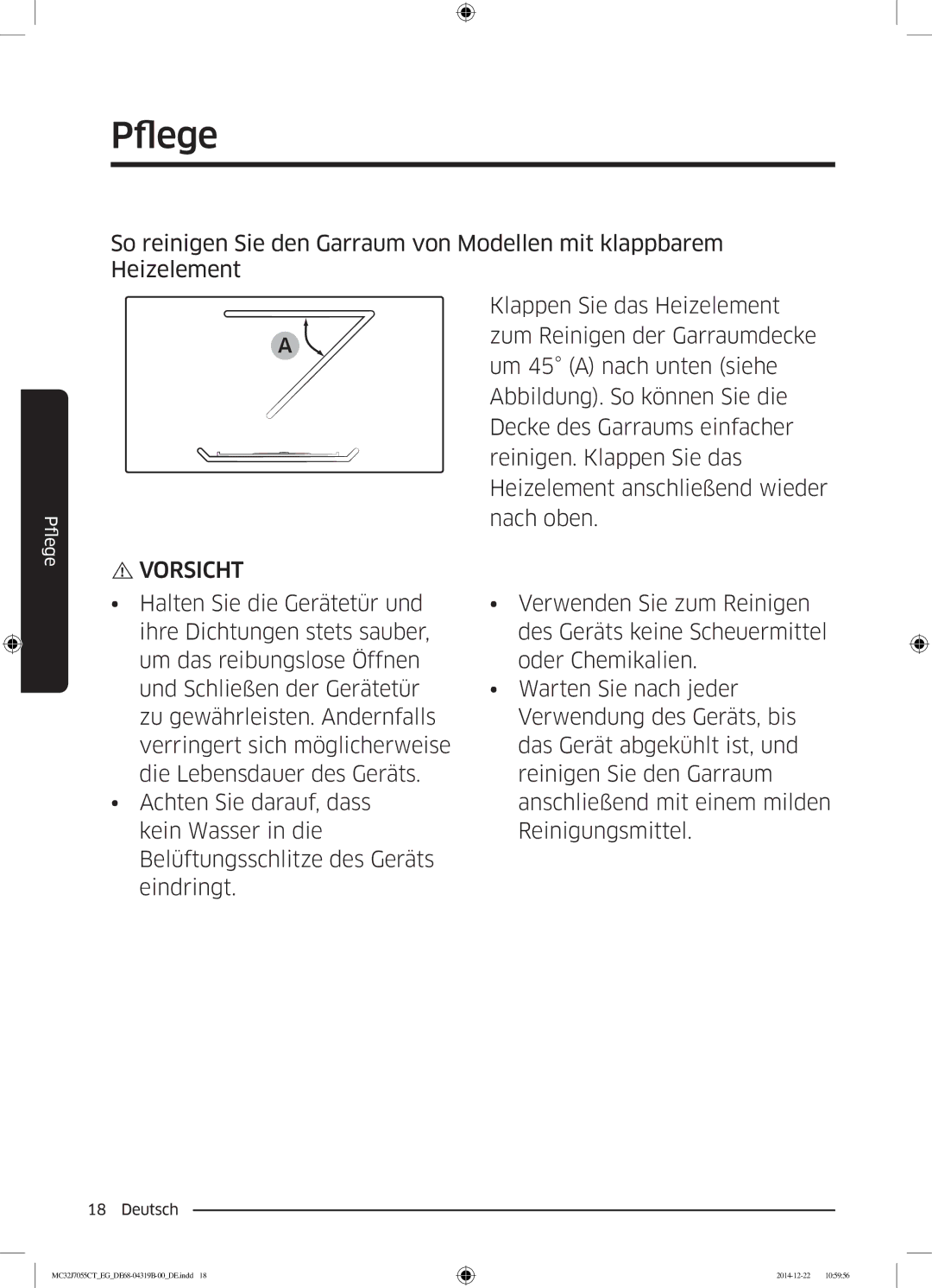 Samsung MC32J7055CT/EG manual Vorsicht 