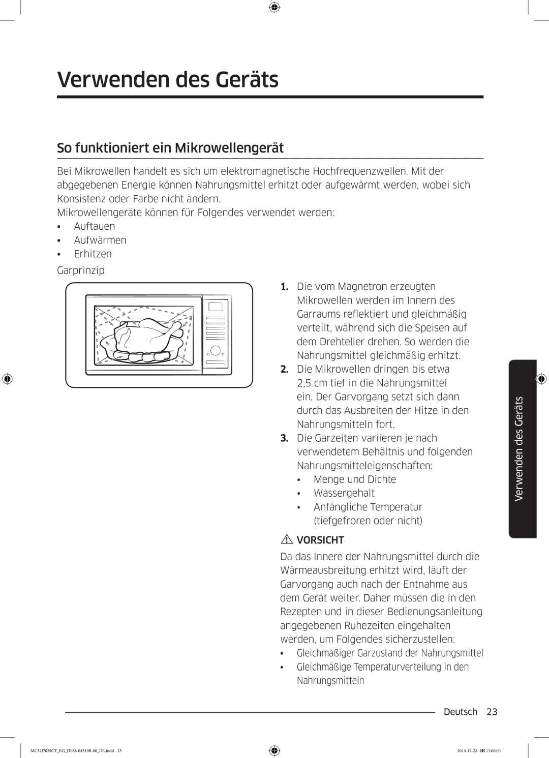 Samsung MC32J7055CT/EG manual Verwenden des Geräts, So funktioniert ein Mikrowellengerät 