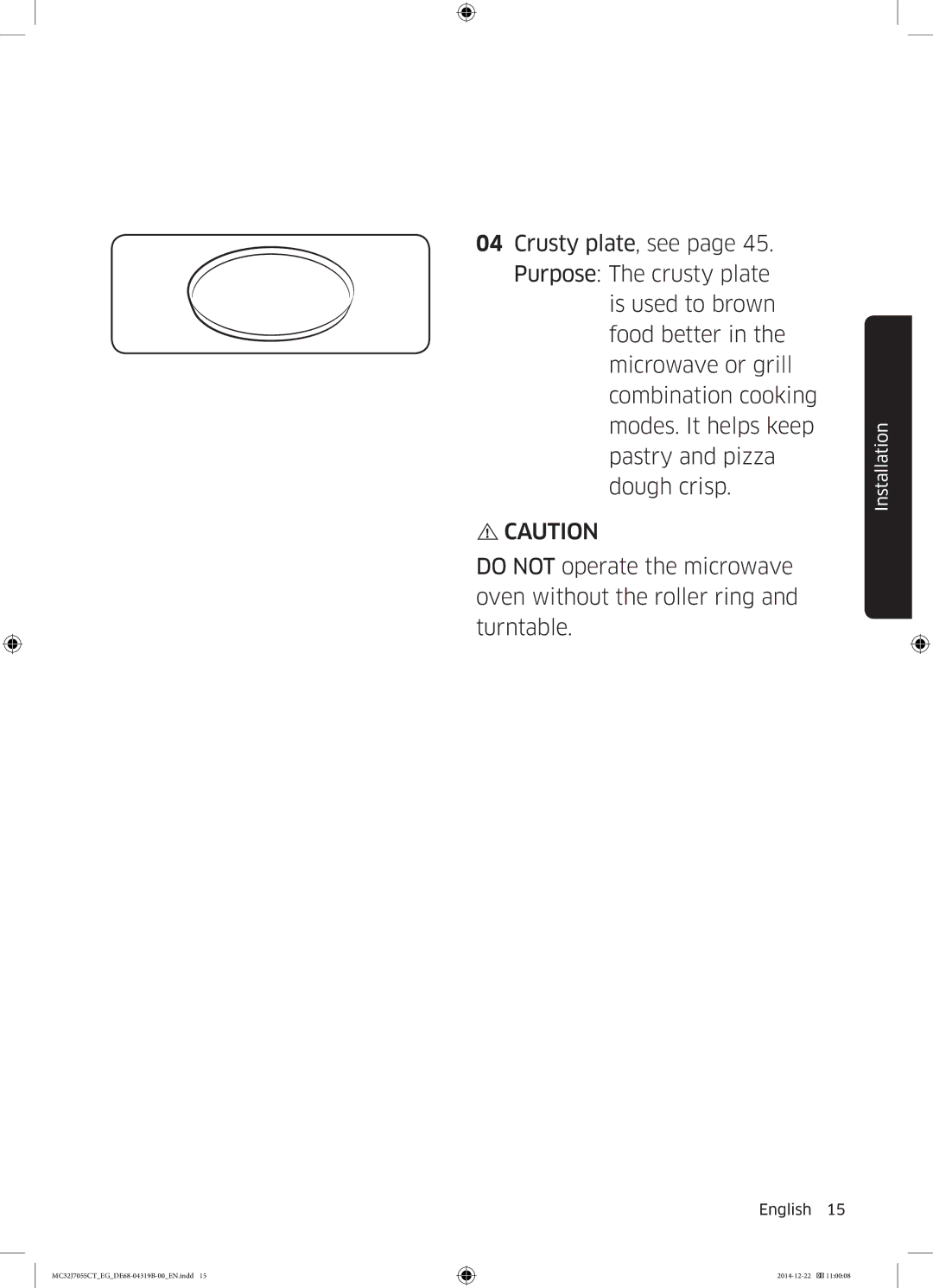 Samsung MC32J7055CT/EG manual Installation 