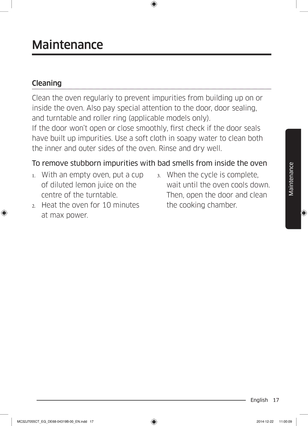 Samsung MC32J7055CT/EG manual Maintenance 