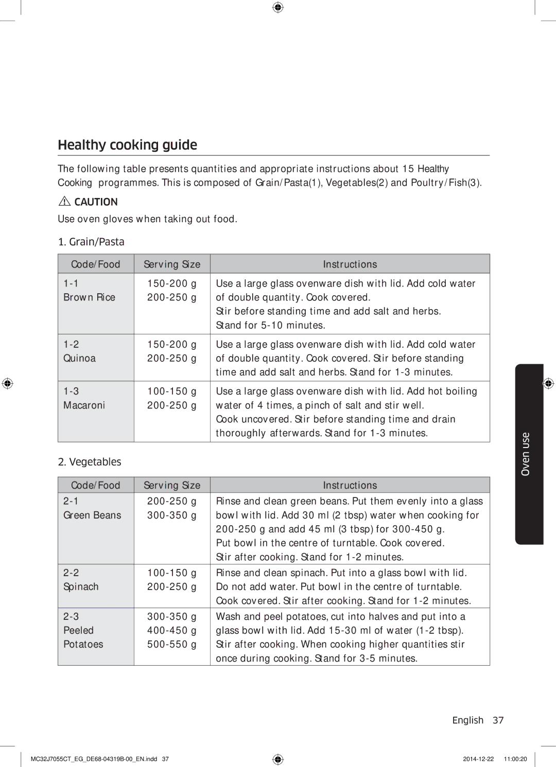 Samsung MC32J7055CT/EG manual Healthy cooking guide 