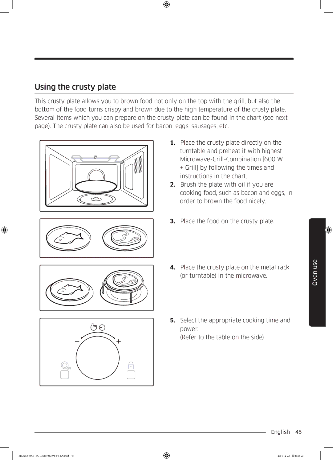 Samsung MC32J7055CT/EG manual Using the crusty plate 