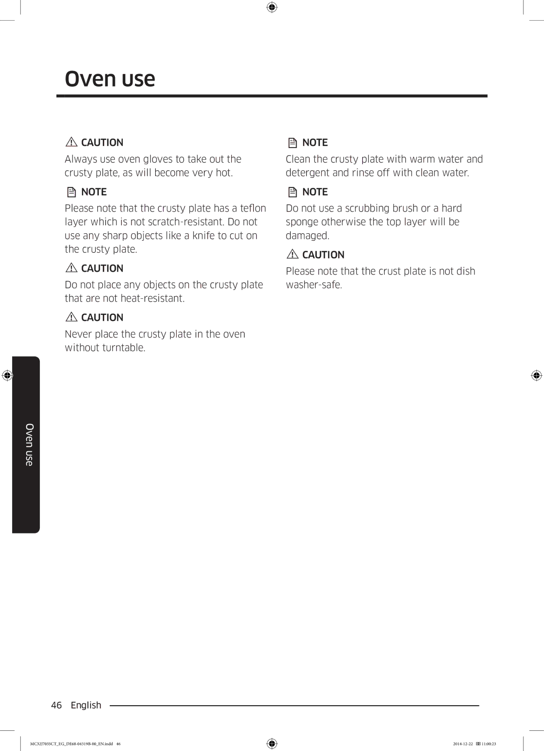 Samsung MC32J7055CT/EG manual Oven use 