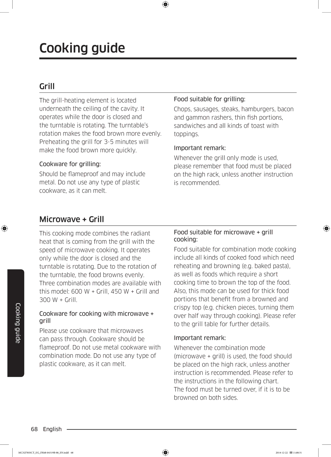 Samsung MC32J7055CT/EG manual Microwave + Grill 