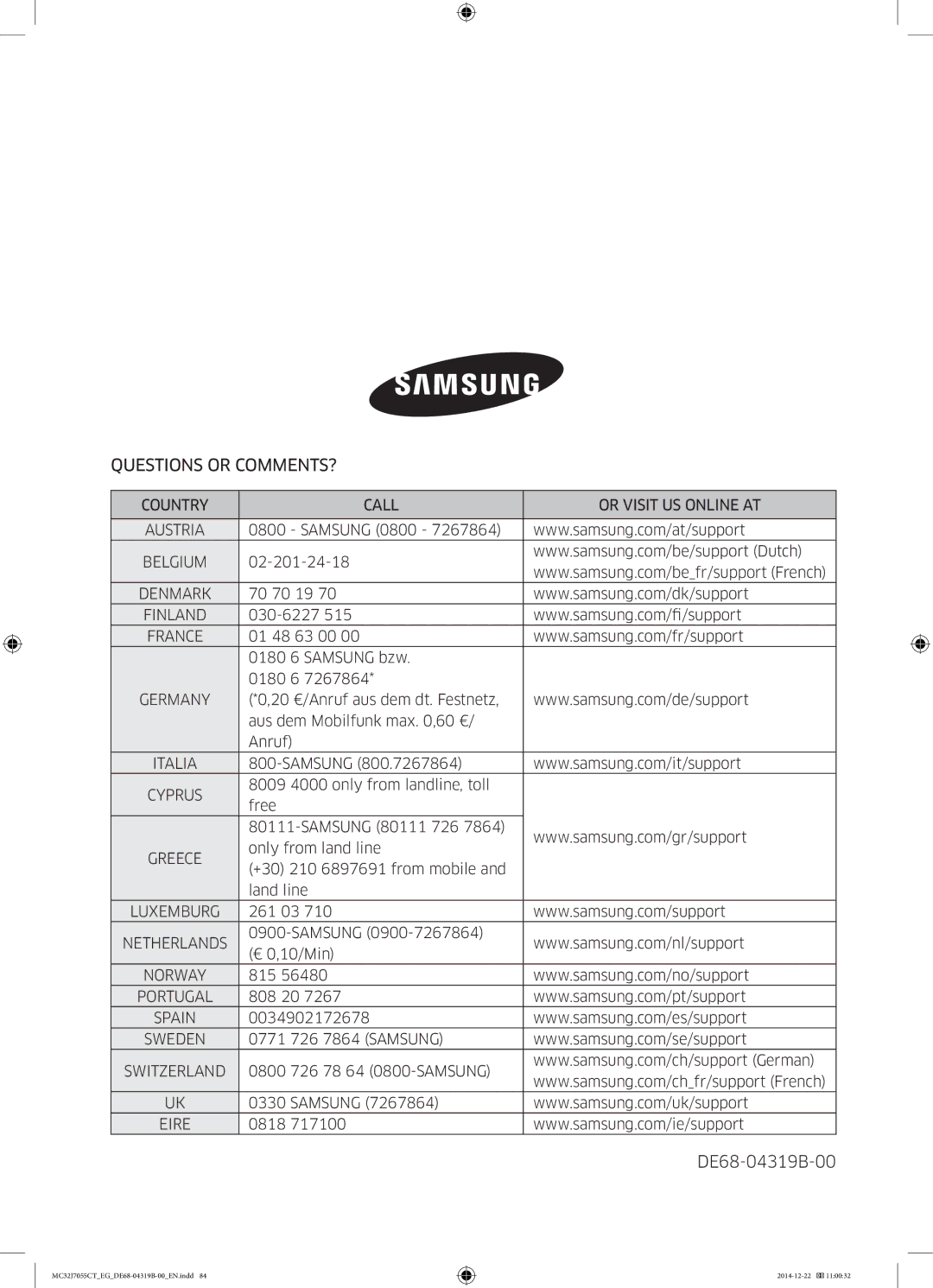 Samsung MC32J7055CT/EG manual Questions or COMMENTS? 