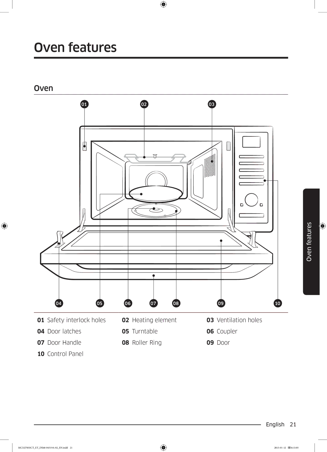 Samsung MC32J7055CT/ET manual Oven features 