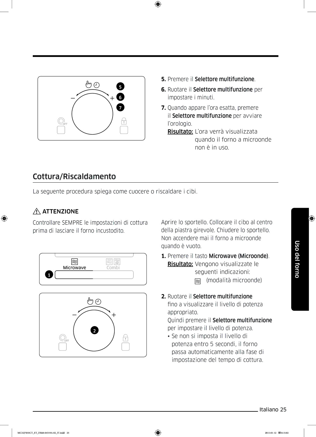 Samsung MC32J7055CT/ET manual Cottura/Riscaldamento 