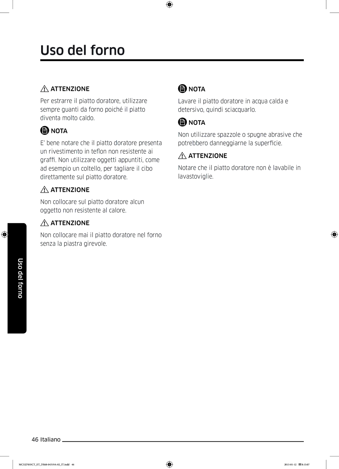 Samsung MC32J7055CT/ET manual Nota 