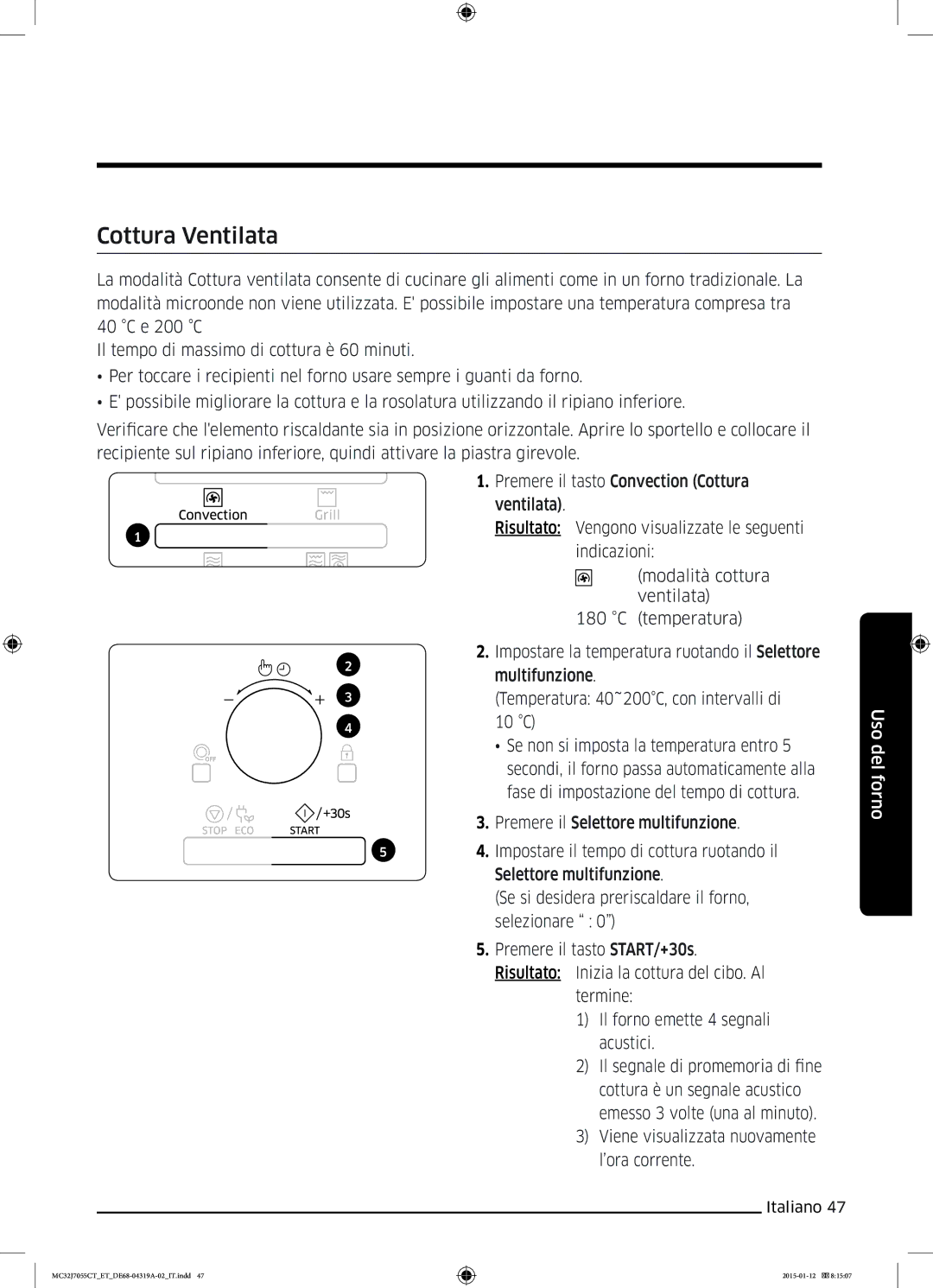 Samsung MC32J7055CT/ET manual Cottura Ventilata, 10 C 