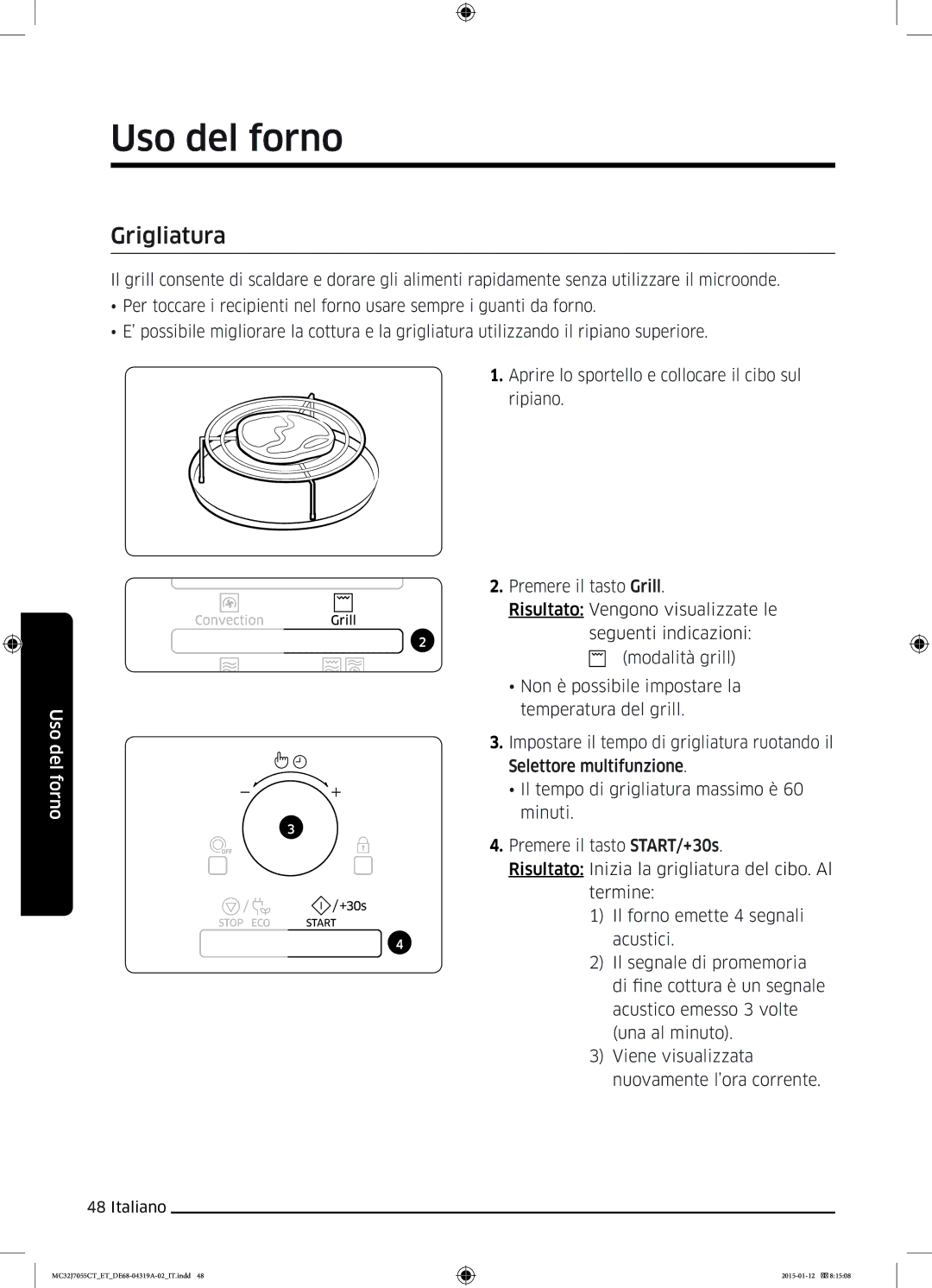 Samsung MC32J7055CT/ET manual Grigliatura 