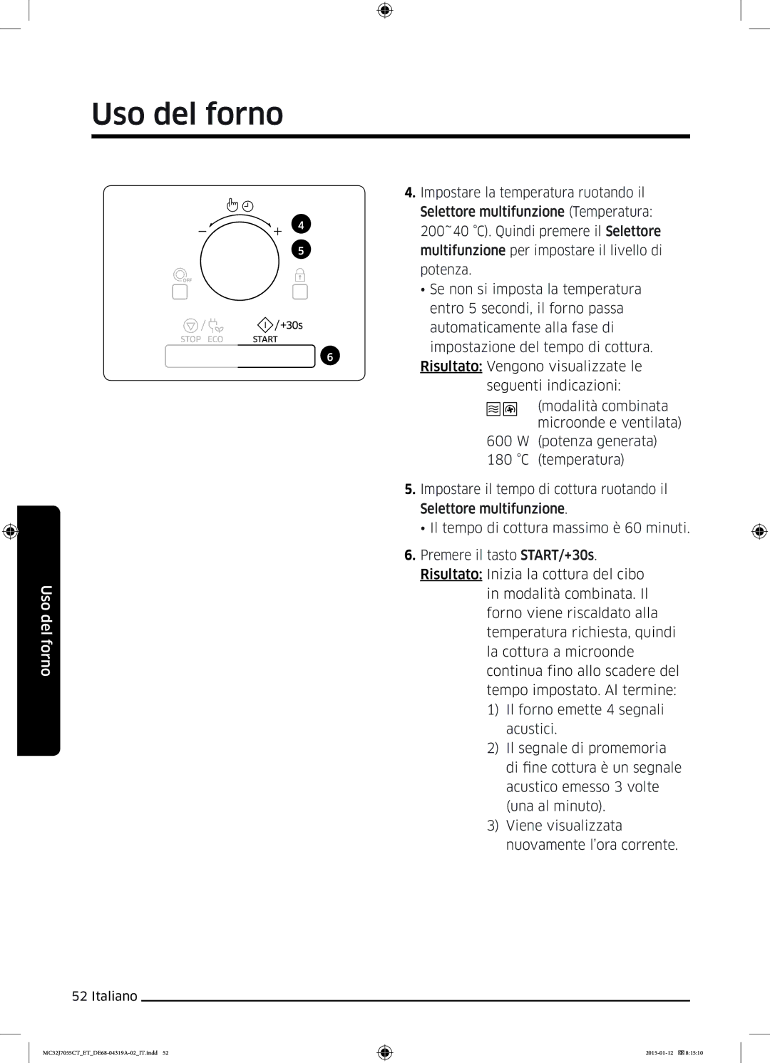 Samsung MC32J7055CT/ET manual Uso del forno 