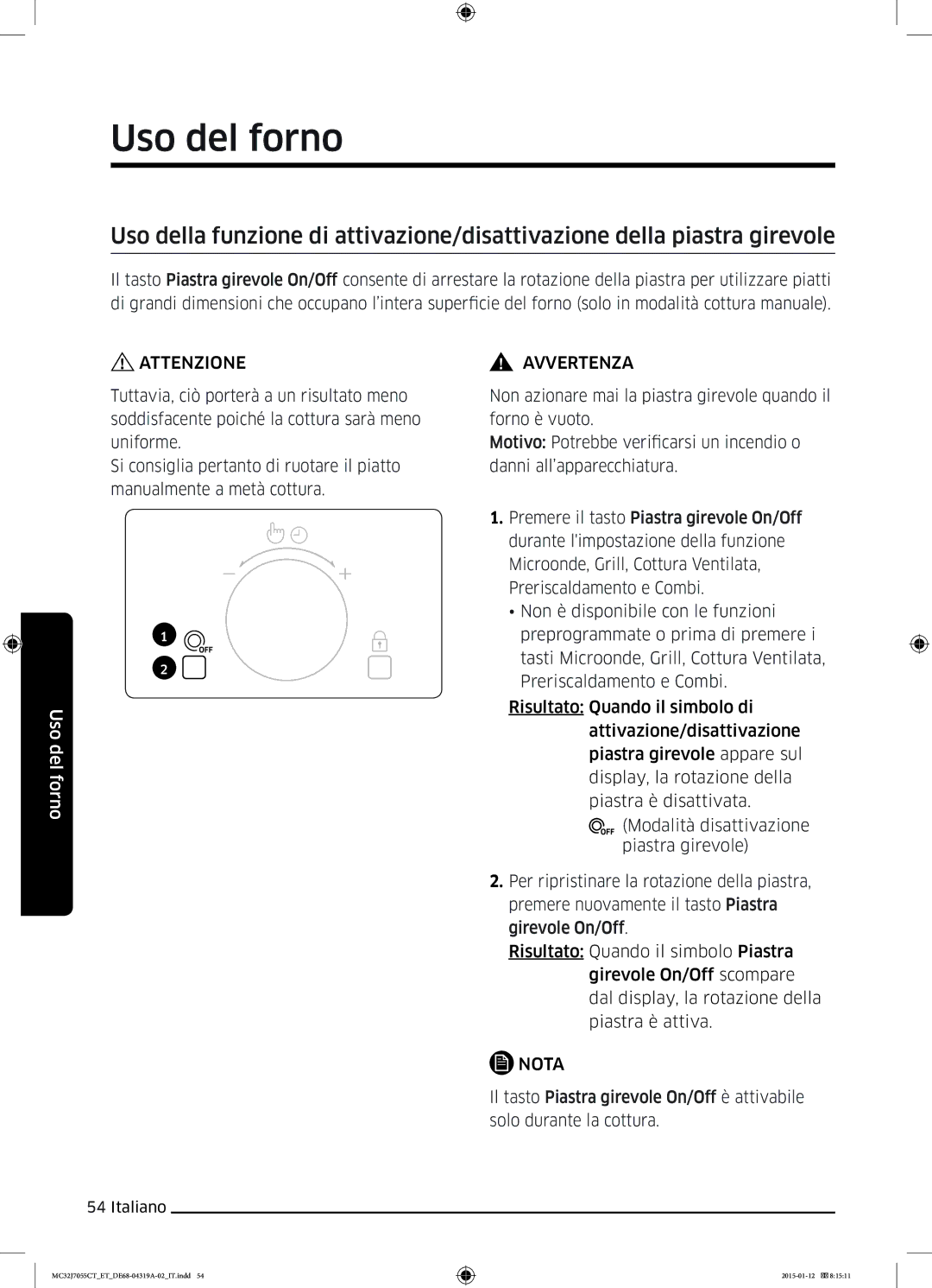 Samsung MC32J7055CT/ET manual Attenzione 