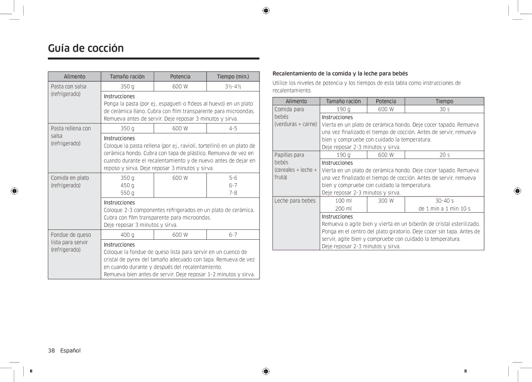 Samsung MC32K7055CT/EC manual En cuando durante y después del recalentamiento, Bebés Instrucciones 