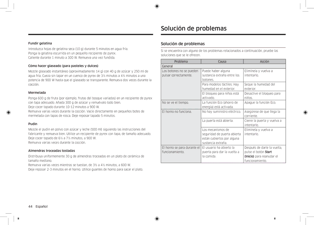 Samsung MC32K7055CT/EC manual Solución de problemas 