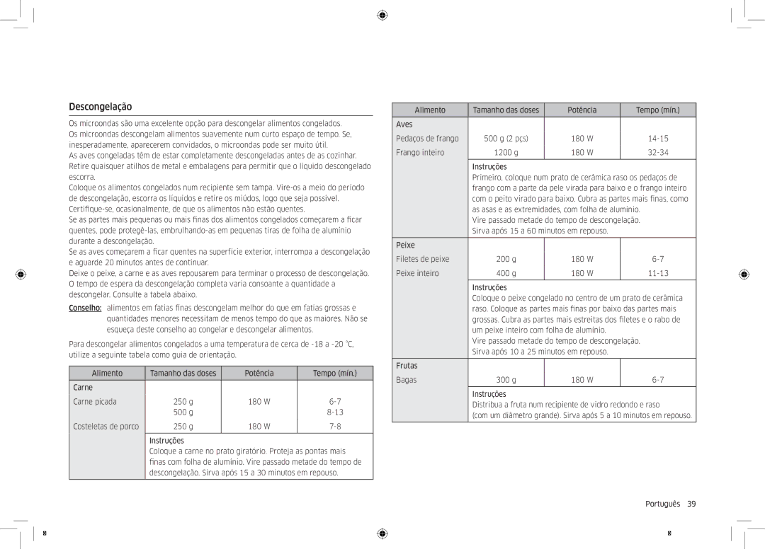 Samsung MC32K7055CT/EC manual Descongelação 