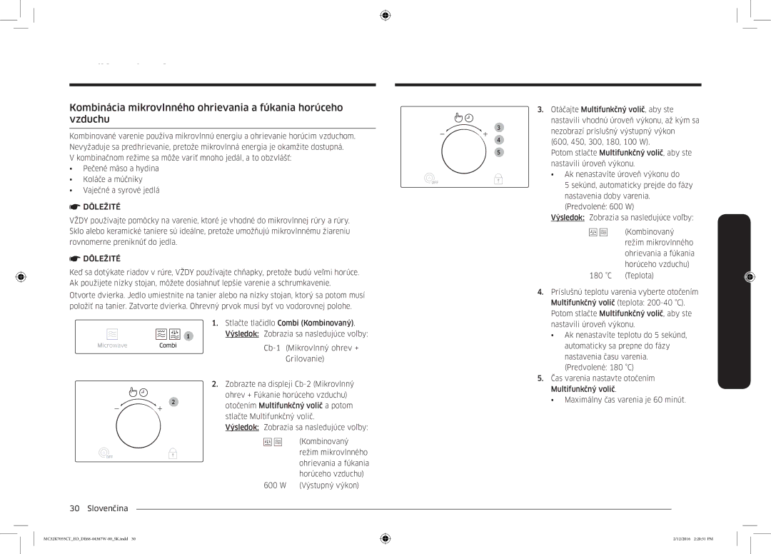 Samsung MC32K7055CT/EO manual Cb-1 Mikrovlnný ohrev +, Horúceho vzduchu 