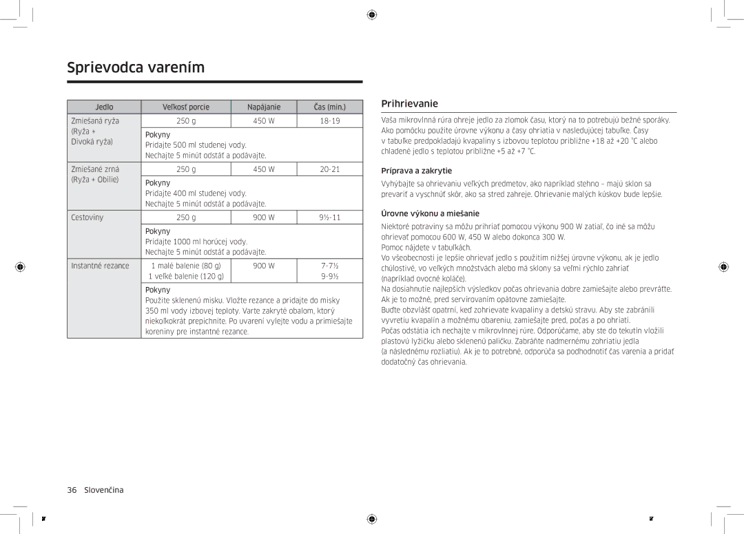 Samsung MC32K7055CT/EO manual Prihrievanie 