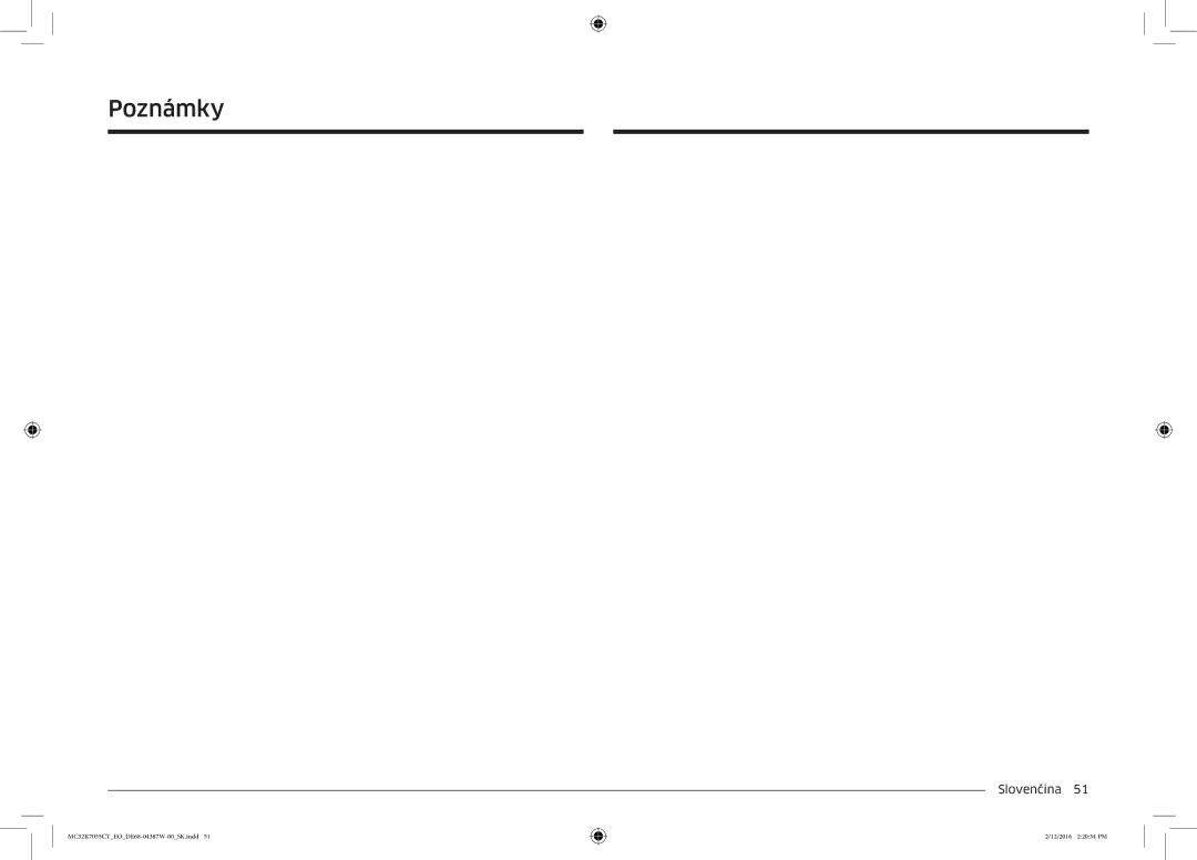 Samsung MC32K7055CT/EO manual Poznámky 