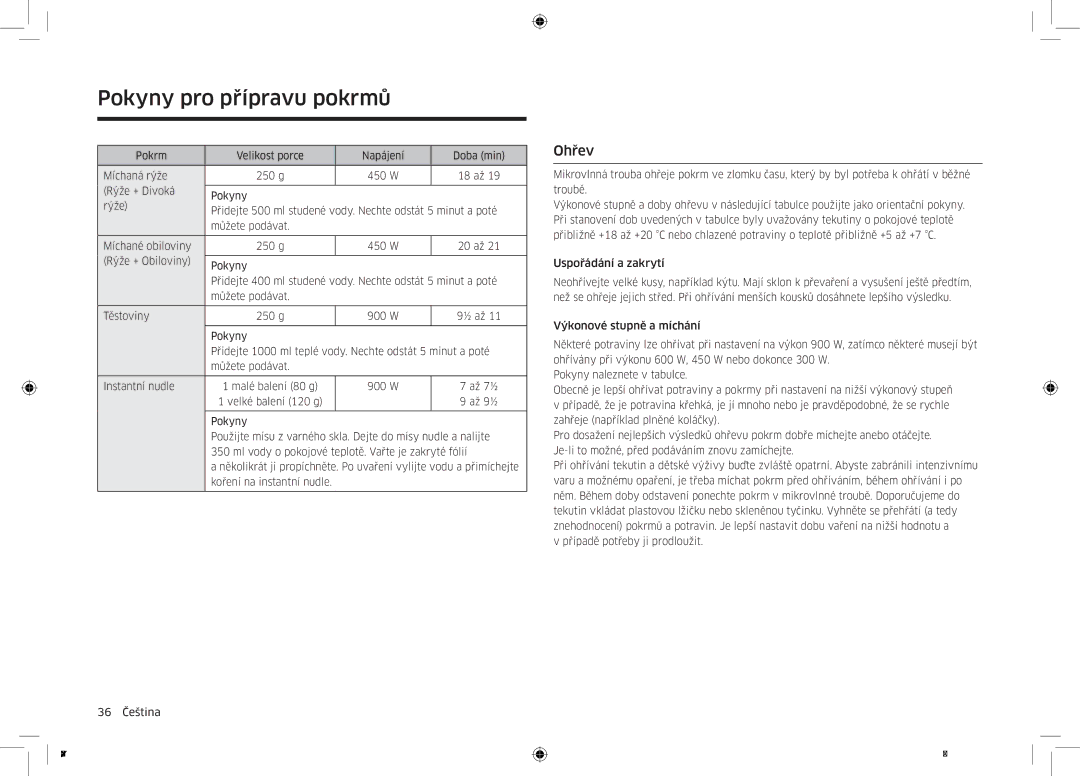 Samsung MC32K7055CT/EO manual Ohřev, Velké balení 120 g 