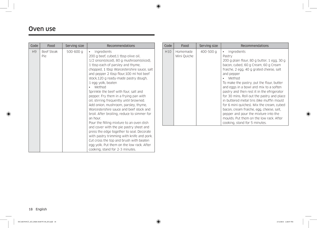 Samsung MC32K7055CT/EO manual Oven use 