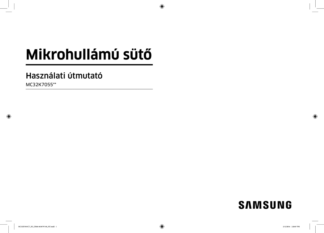 Samsung MC32K7055CT/EO manual Mikrohullámú sütő 