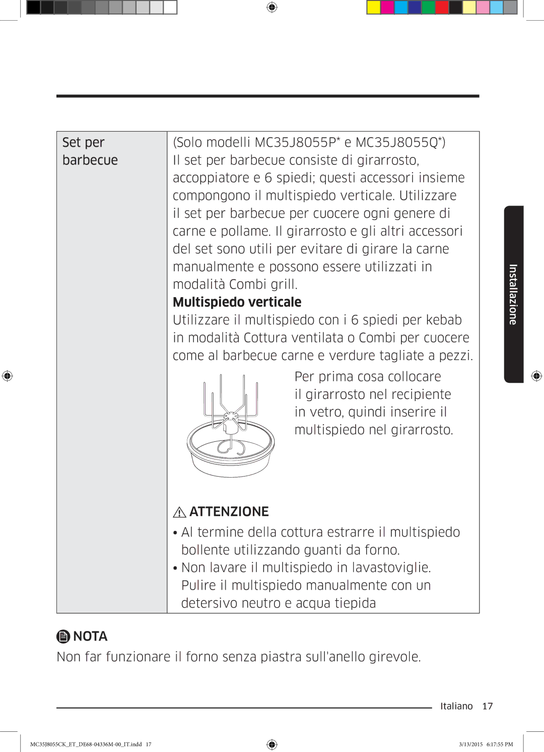 Samsung MC35J8055CK/ET manual Multispiedo verticale 