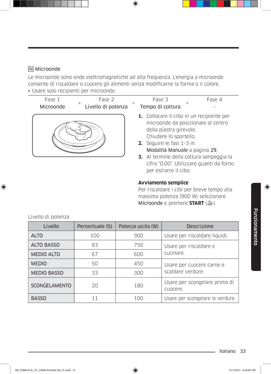 Samsung MC35J8055CK/ET manual Avviamento semplice, Basso 